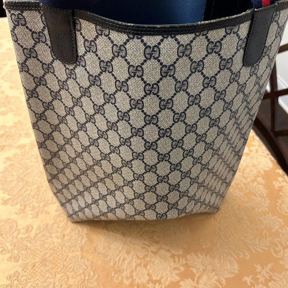 GUCCI AUTHENTIC GG CANVAS AND LEATHER SHERRY LINE TOTE - Picture 9 of 12